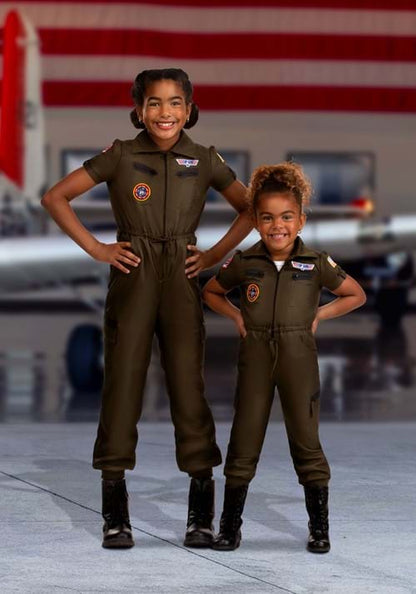 Flight Suit Top Gun Costume for Girls - US 4726