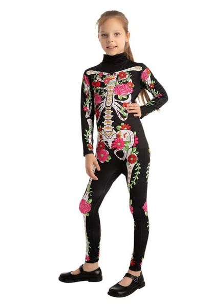 Girl's Floral Skeleton Costume - US 1106