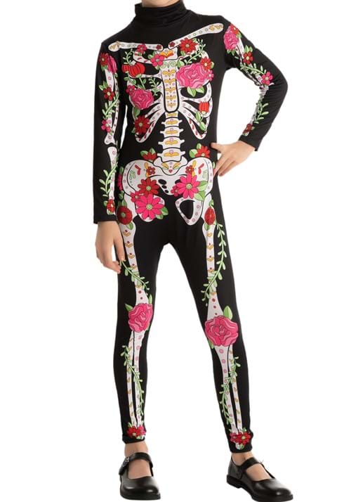 Girl's Floral Skeleton Costume - US 1106