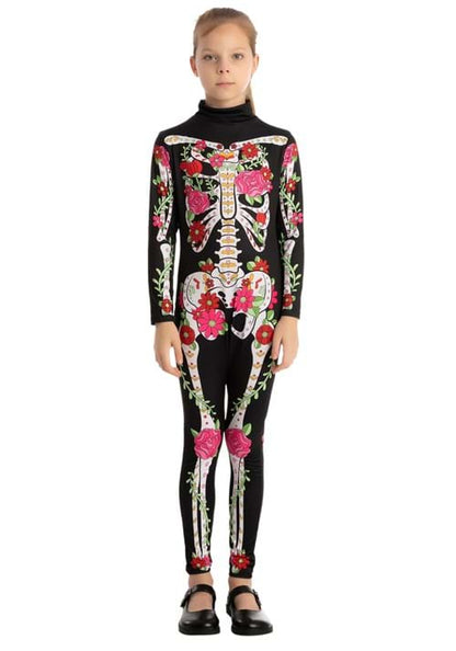 Girl's Floral Skeleton Costume - US 1106