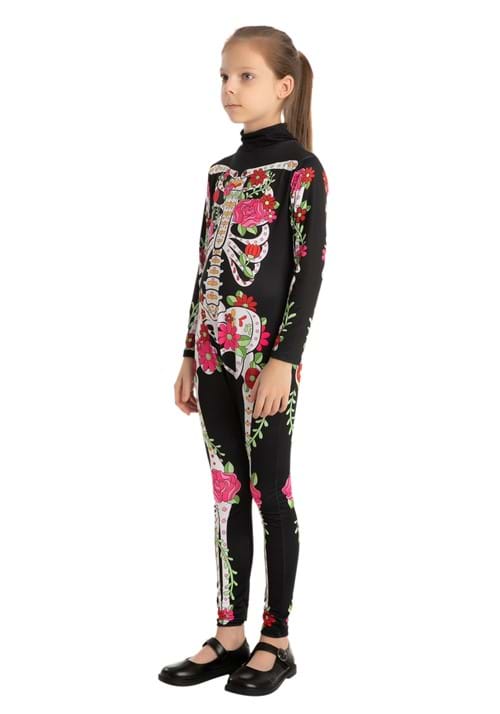 Girl's Floral Skeleton Costume - US 1106