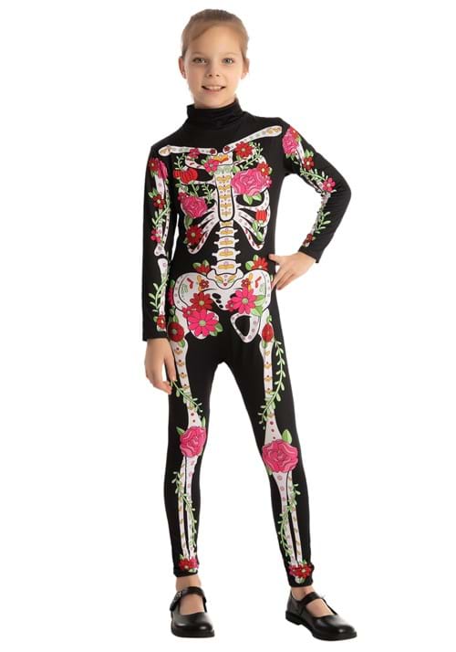 Girl's Floral Skeleton Costume - US 1106