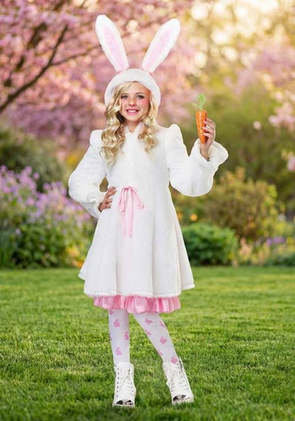 Fuzzy White Rabbit Girl's Costume - US 9952