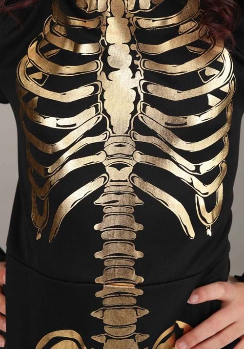 Girl's Gilded Skeleton Costume Dress - US 1535