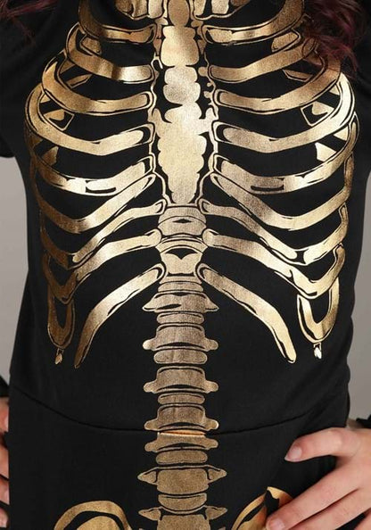 Girl's Gilded Skeleton Costume Dress - US 1535