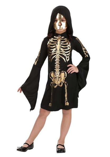 Girl's Gilded Skeleton Costume Dress - US 1535
