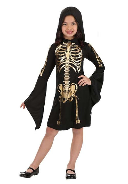 Girl's Gilded Skeleton Costume Dress - US 1535