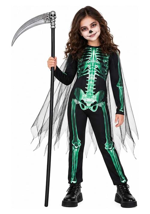 Girl's Glow Skeleton Reaper Costume - US 9832