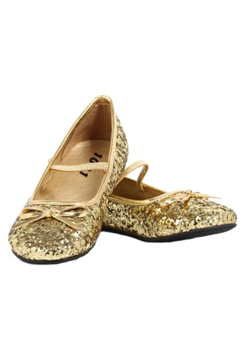 Girl's Gold Glitter Ballet Flats - US 9080