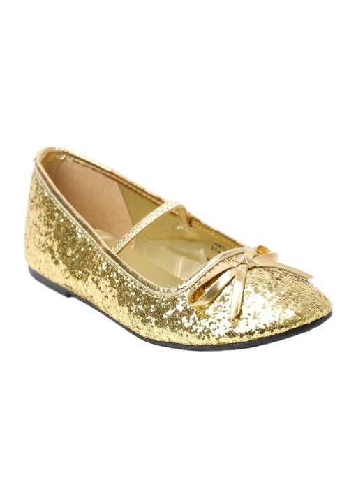 Girl's Gold Glitter Ballet Flats - US 9080