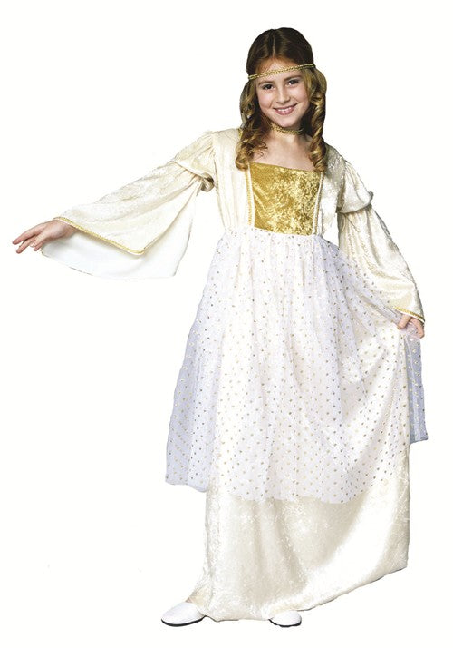 Girl's Golden Fairy Queen Costume White Dress - US 9708