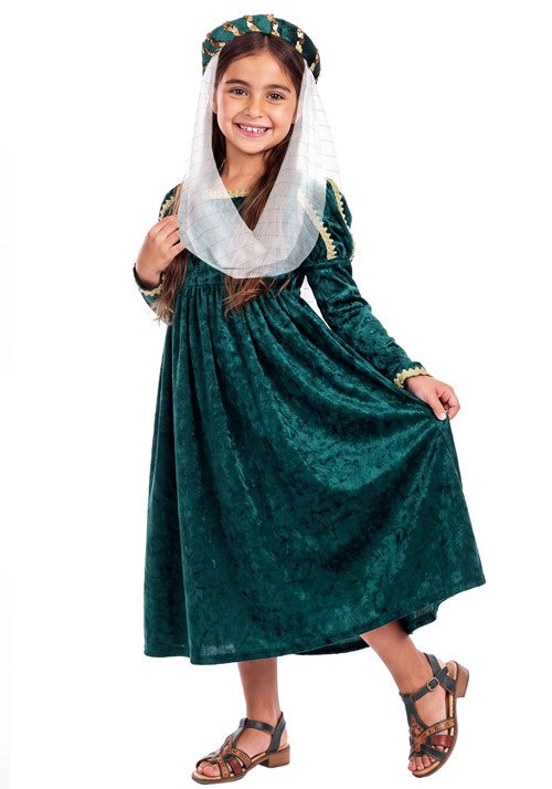 Girl's Green Renaissance Princess Costume - US 1389