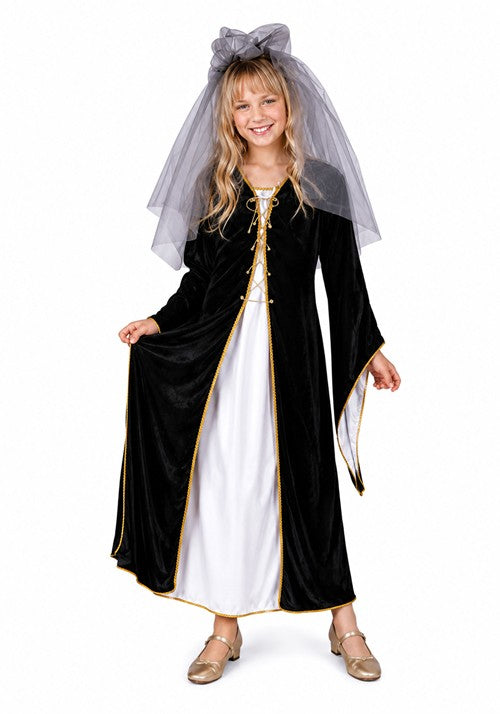 Girl's Medieval Bride Black Costume Dress - US 6815