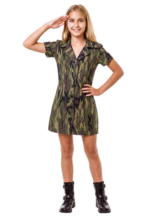 Girl's Military Combat Teen Costume Dress - US 1053