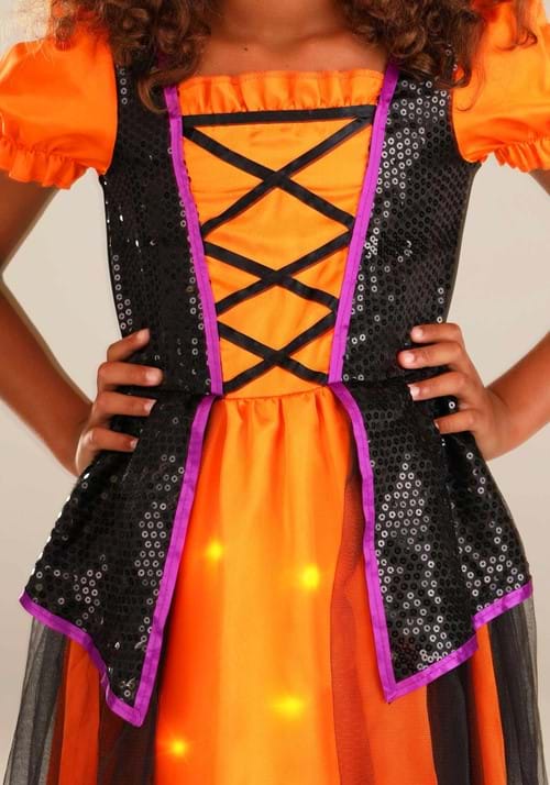 Orange Light-Up Witch Costume for Girls - US 6859