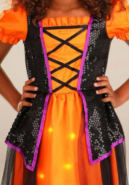 Orange Light-Up Witch Costume for Girls - US 6859