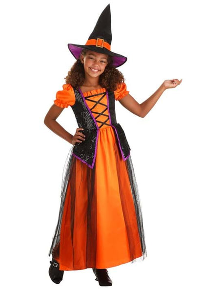 Orange Light-Up Witch Costume for Girls - US 6859