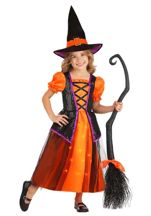 Orange Light-Up Witch Costume for Girls - US 6859