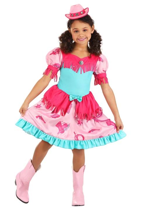 Pastel Pink Cowgirl Costume Dress for Girls - US 3879