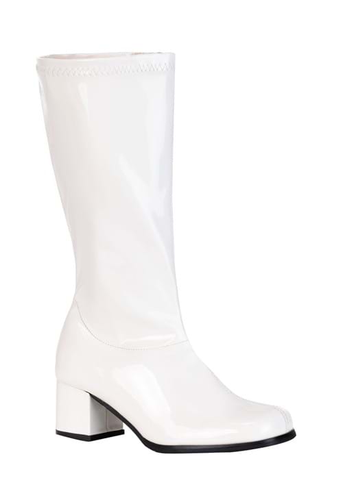 Girl's Patent White Gogo Costume Boots - US 9296