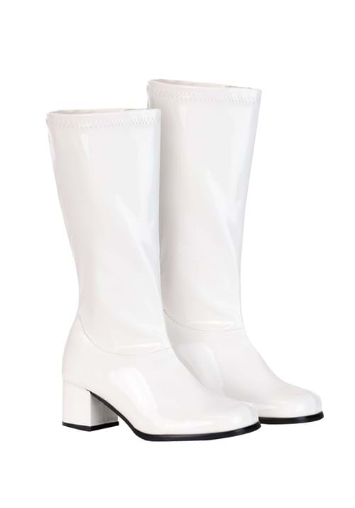 Girl's Patent White Gogo Costume Boots - US 9296