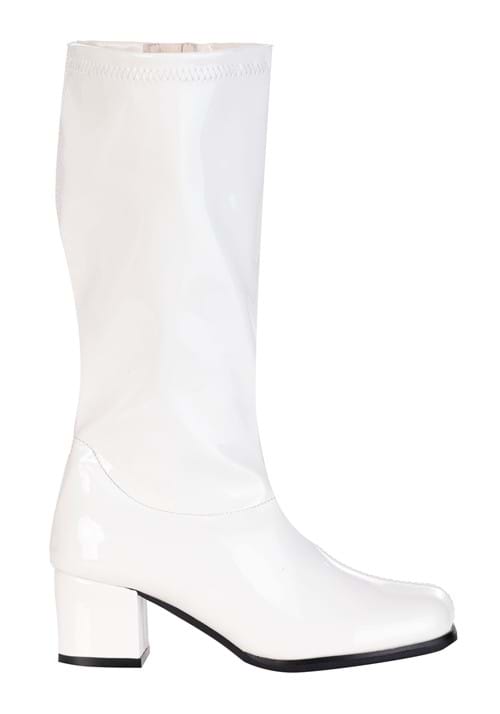 Girl's Patent White Gogo Costume Boots - US 9296