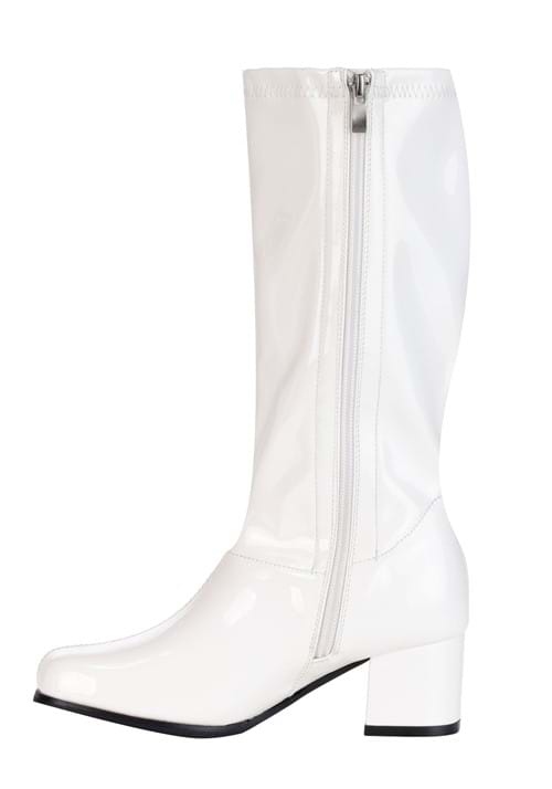 Girl's Patent White Gogo Costume Boots - US 9296