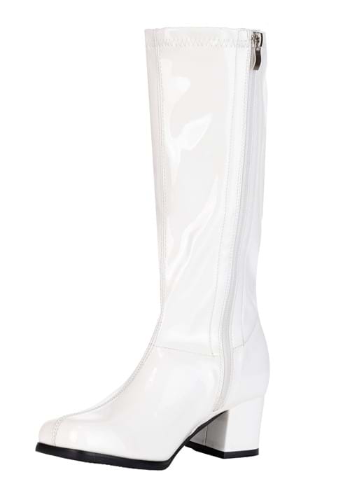 Girl's Patent White Gogo Costume Boots - US 9296