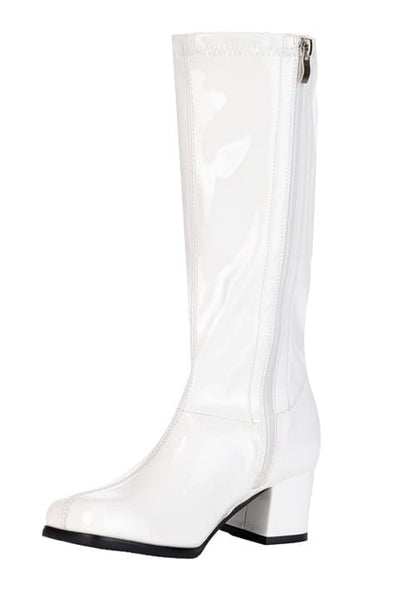 Girl's Patent White Gogo Costume Boots - US 9296