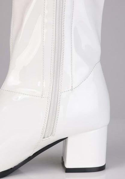 Girl's Patent White Gogo Costume Boots - US 9296