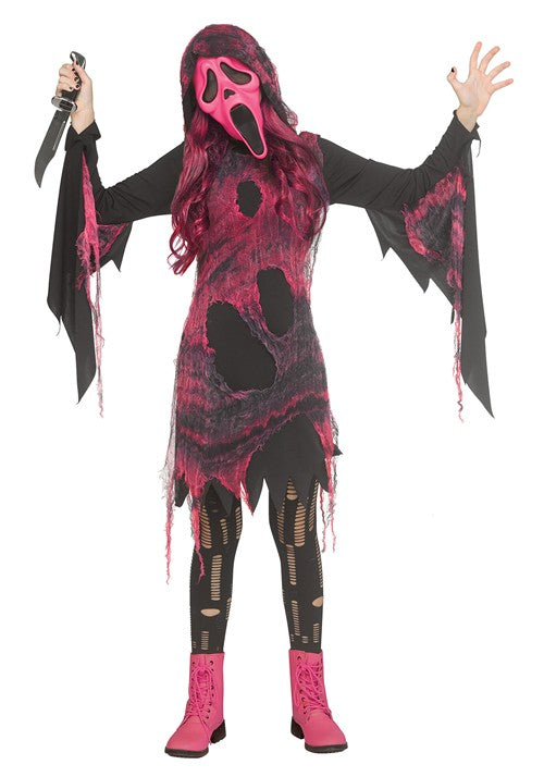 Girl's Pink Gauze Ghost Face Costume - US 0677