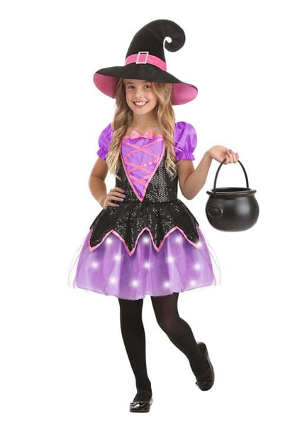Pink Light-Up Witch Costume for Girls - US 4403