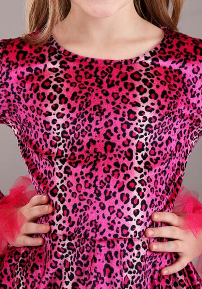 Girl's Prancing Pink Leopard Costume Dress - US 5438