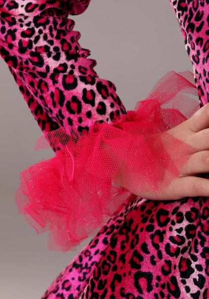 Girl's Prancing Pink Leopard Costume Dress - US 5438