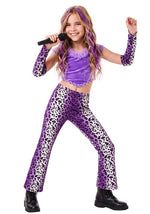 Girl's Purple Cheetah Rock Star Costume - US 2100