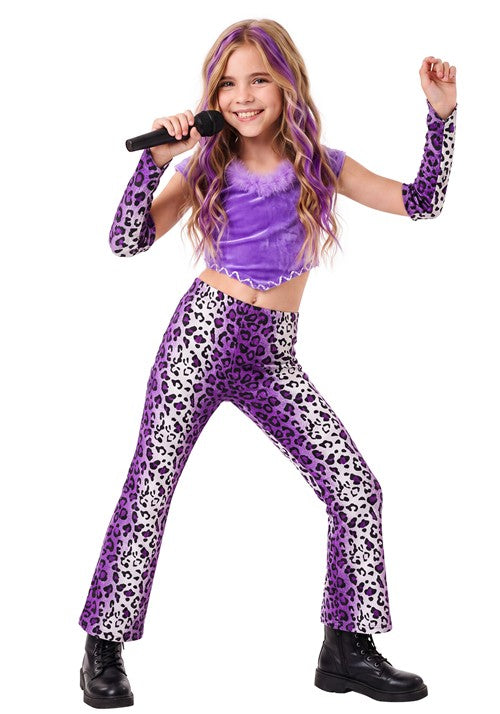 Girl's Purple Cheetah Rock Star Costume - US 2100