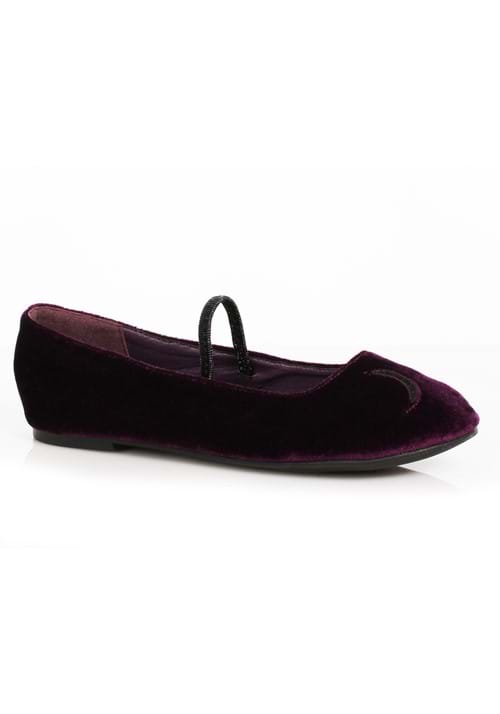 Girls Purple Crescent Witch Ballet Flat Shoes - US 1835