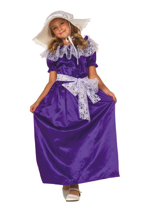 Girl's Purple Southern Belle Costume Dress with Hat - US 7849