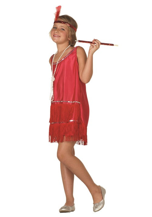 Girl's Red Deluxe Flapper Costume - US 8043