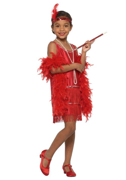 Girl's Red Deluxe Flapper Costume - US 8043