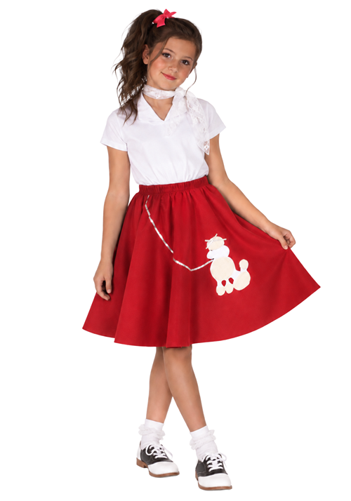 Girl's Red Poodle Skirt with Shirt Costume - US 0532