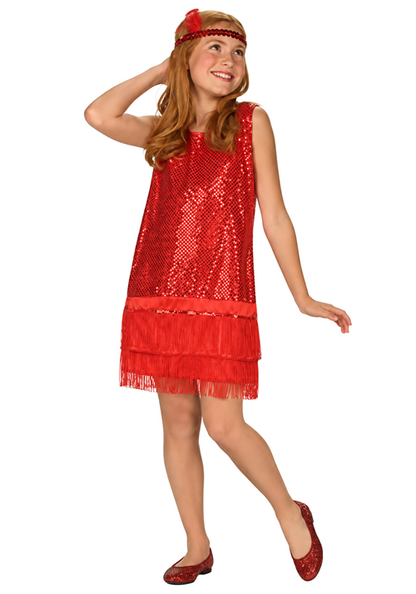 Girl's Sequin Red Flapper Costume Dress - US 6933