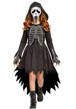 Girl's Skele-Stone Ghost Face Costume Dress - US 8362
