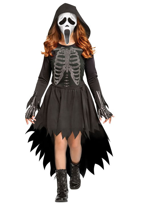 Girl's Skele-Stone Ghost Face Costume Dress - US 8362