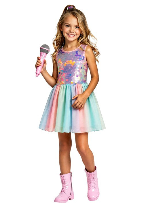 Girl's Sweet Sequin Popstar Costume Dress - US 2236