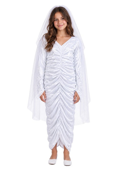 Girl's White Medieval Costume Dress with Cape - US 6026