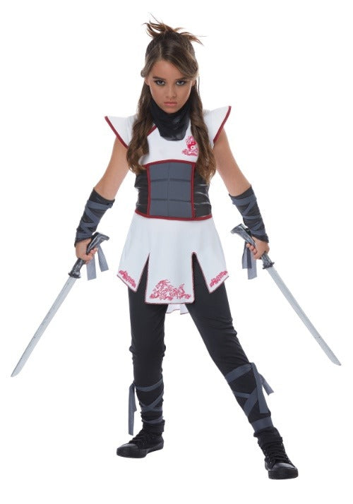 White Ninja Girls Costume - US 3593
