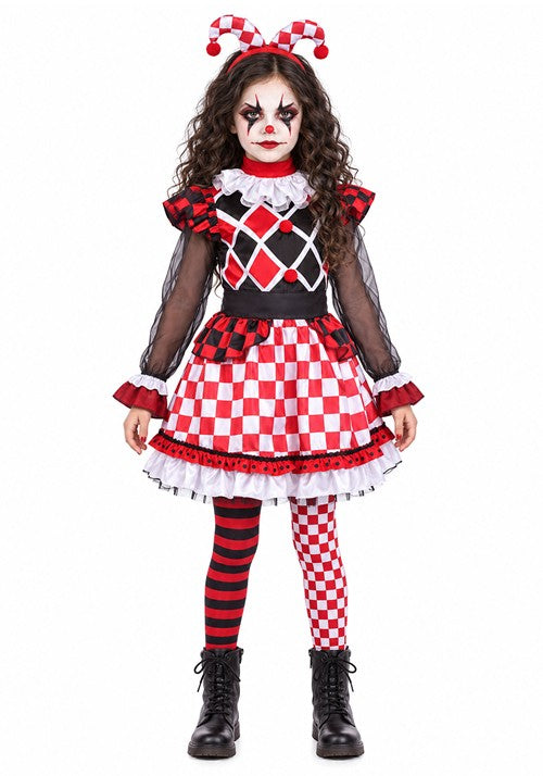 Girl's Wicked Red Jester Costume - US 3814