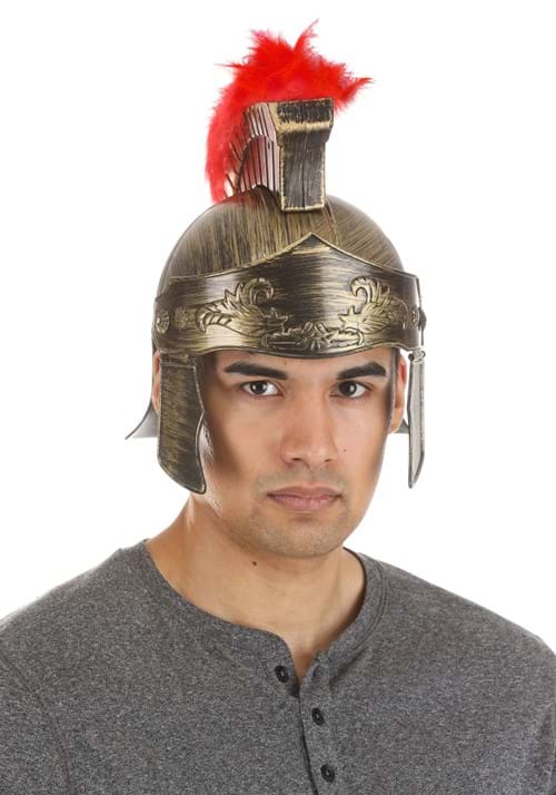 Adult Gladiator Costume Helmet with Red Feather Plume - US 2768