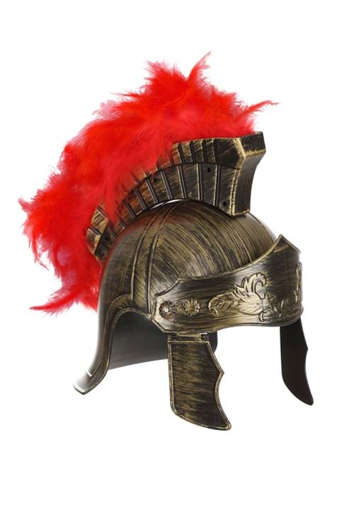 Adult Gladiator Costume Helmet with Red Feather Plume - US 2768